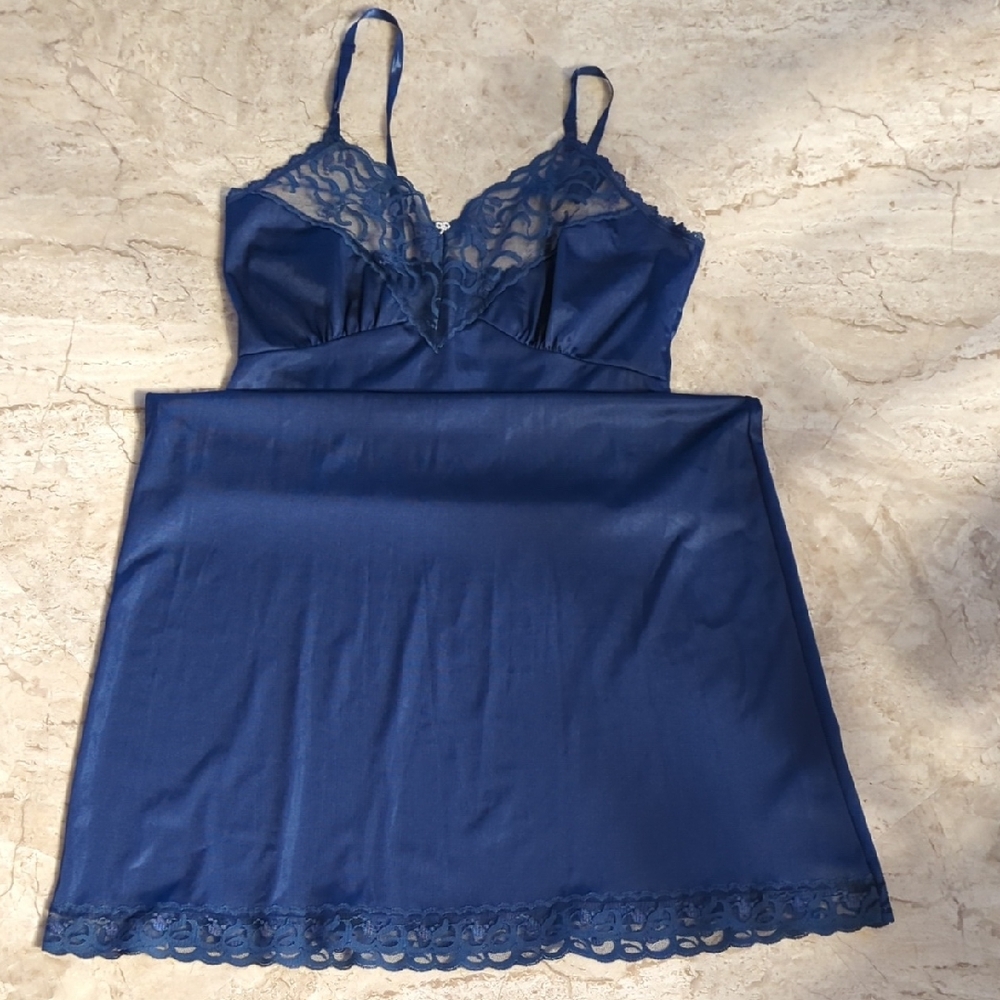 Ashley Taylor Midnight Blue Lace Chemise